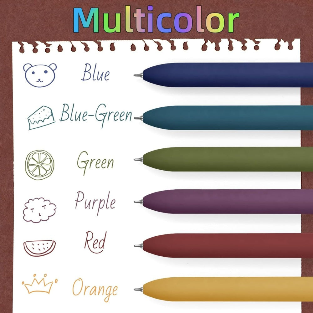 UIXJODO Colorful Gel Pens 6 Pack, 0.5mm Fine Point Multicolor Ink Pens for Journaling, Notes & School