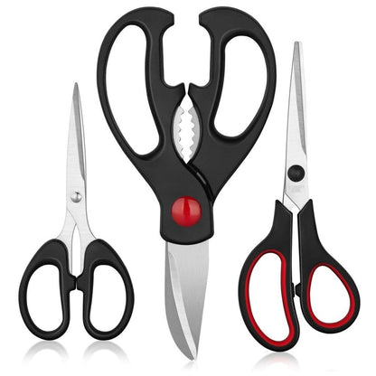 QtoiKce Kitchen Shears 3 Pack, Stainless Steel Cooking Scissors, Poultry Shears & All Purpose Utility Scissors