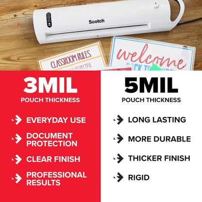 Scotch Thermal Laminating Pouches Letter Size 8.9 x 11.4 in, 3 Mil Clear Sheets, 100 Pack