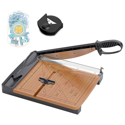 12" Wood Guillotine Paper Cutter Heavy Duty Paper Trimmer 32 Sheet Capacity