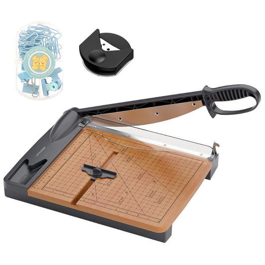 12" Wood Guillotine Paper Cutter Heavy Duty Paper Trimmer 32 Sheet Capacity