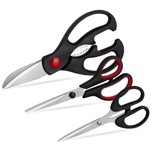 QtoiKce Kitchen Shears 3 Pack, Stainless Steel Cooking Scissors, Poultry Shears & All Purpose Utility Scissors