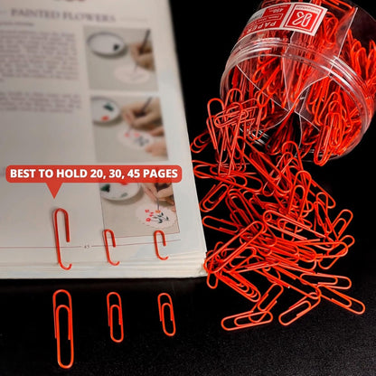 Kempshott 450 Red Paper Clips Assorted Sizes, Small Medium Large Vinyl Coated Clips for Office School