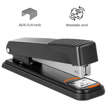 Amazon Basics Full-Strip Metal Stapler 20 Sheet Capacity, Non-Slip Desktop Office Stapler, Black, 3-Pack